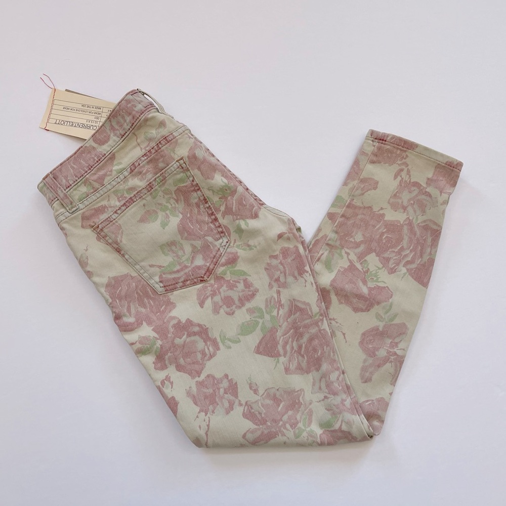 NWT Current/Elliot red rose stiletto printed jeans size 27 🌹